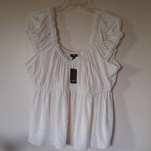 Torrid White Eyelet Blouse